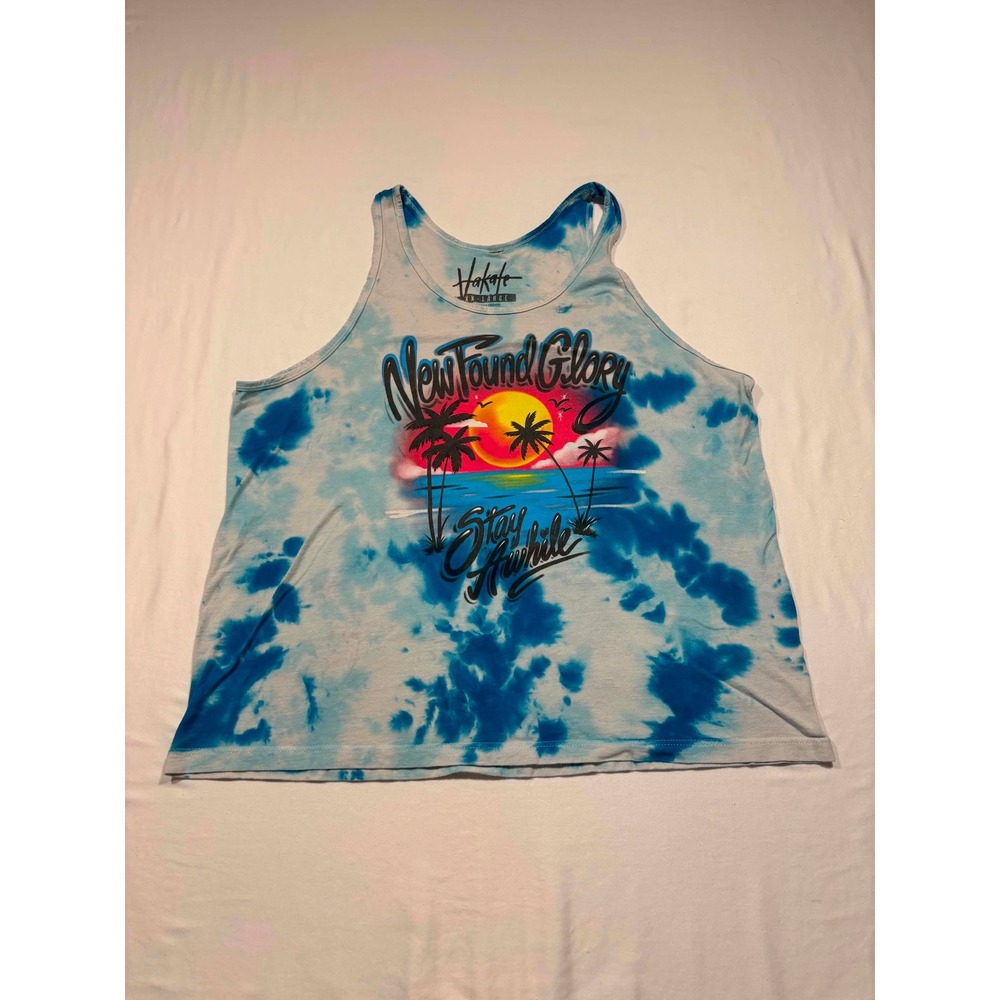 New Found Glory Tank Top Mens XXL Blue Tie Dye Stay Awhile Hakate Graphic Tee